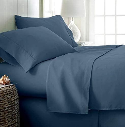 4 Piece Sheet Set 100% Egyptian Cotton 800 Tc Solid Blue Queen/King All Size 