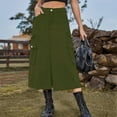 thumbnail image 2 of Loopsun Womens Skirts, Skirts for Women, Women's Denim Casual Wear Pocket Skirt Casual Mid Length Skirt Army Green, 2 of 5
