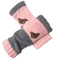 thumbnail image 3 of Embroidery Splicing Knitted Gloves, Fashion Knitted Fingerless Gloves, Vintage Winter Cozy Warm Casual Glove for Women Pink Free, 3 of 4