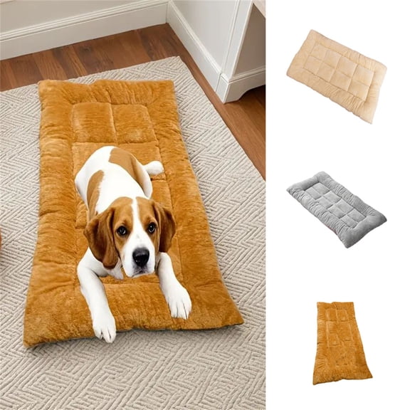 Puppy Bed for Small Dogs, Cozy Pet Nest for Cats, 36X20 in, Long Plush, Washable Dog Bed, Thickened Padding, Cold Weather Use, Tan, 1 Pc