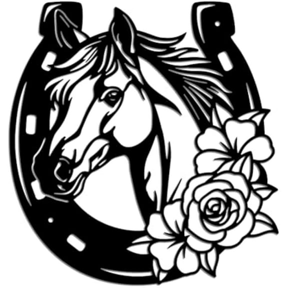 1 pc Iron Wall Art Decorations for Front Porch Living Room Kitchen Matte style Horse 285x300x1mm