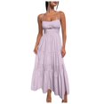 thumbnail image 1 of Vestido largo sin mangas con espalda descubierta y corte sólido para mujer - Mezcla de poliéster y spandex - Ropa informal/de fiesta con opciones de tallas, 1 of 5
