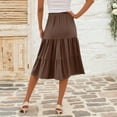 thumbnail image 4 of WTOBBY Women's Casual High Waist Drawstring A-line Solid Color Skirt with Pockets, Flowy Maxi Design for Everyday Wear, Bohemian Style Elastic Waist Skirt,Coffee M, 4 of 5