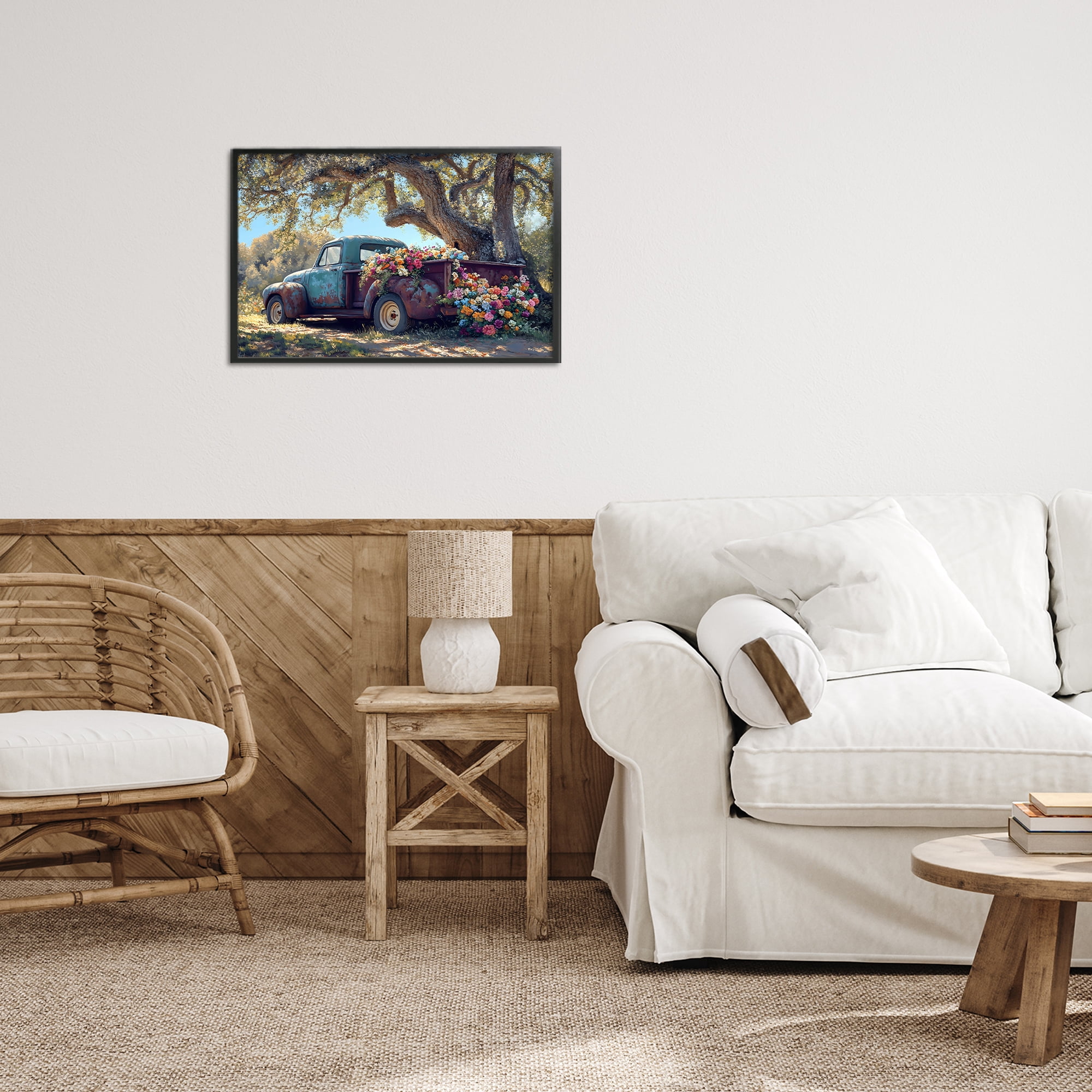 Stupell Industries Repurposed Truck Filled with Flowers Black Framed Giclee Art, design by Franklyn Gregory