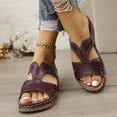 thumbnail image 6 of Yyuenw Women Open Toe Crisscross Wedge Slide Sandals PU Slip On Holiday Casual Summer Walking Shoes, 6 of 9