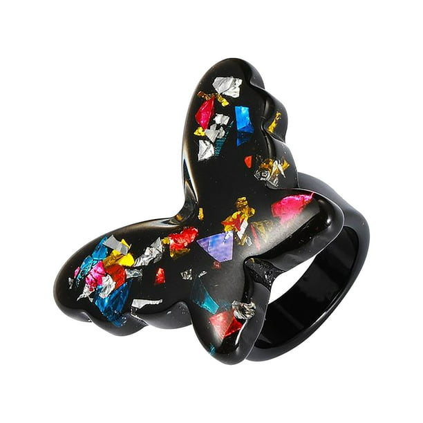 Anillo de mariposa de color de moda para mujer Anillo de mariposa de acrílico lindo creativo Wmkox8yii fajkfhkj1654