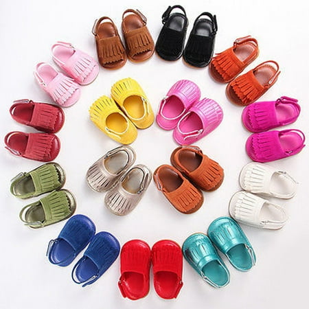 

Toddler Baby Girls prewalker Tassel Leather Summer Sandals Soft Sole Shoes 0-18M