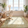 thumbnail image 3 of Design&I 3'x5' Washable Throw Rug Ultra-Thin & Non-Slip Skid-Resistant Small Cream Gold Greek Key Design Motif Marble Inspired Classic European for Entryway, Kitchen, 3 of 7