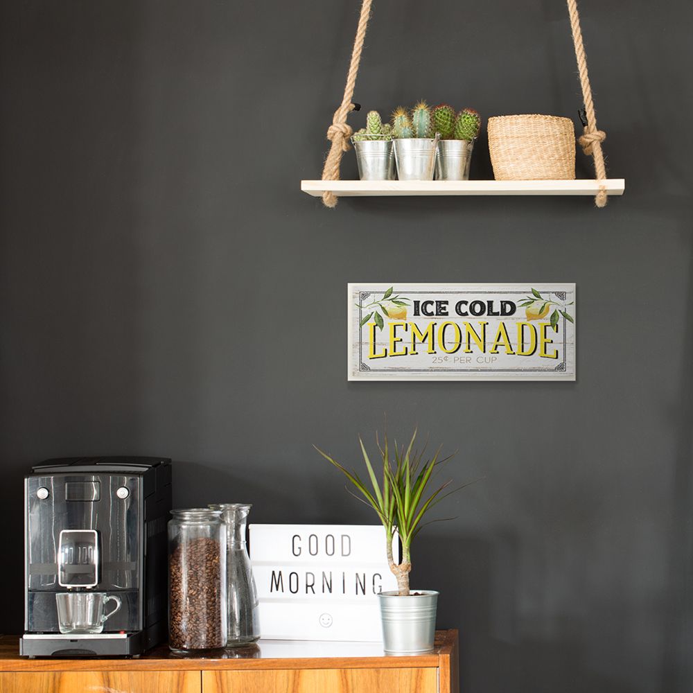 Stupell Industries Vintage Beverage Stand Sign Ice Cold Lemonade Phrase Wall Plaque Design by Jennifer Pugh