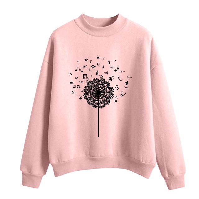 CEHVOM Mode Femme Décontractée Imprimé Col Rond Ample Manches Longues Hauts Courts Blouse Chandails en Molleton Sans Capuche Liquidation