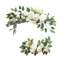 2 Pieces Wedding Arch Floral Swag Display Plant Centerpieces Artificial Flowers for Windows Ceremony Backdrop Decoration