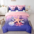thumbnail image 1 of YST Ensemble de Literie 7 Pcs Étoile de Mer Marine, Filles Rose Violet, Grand, 1 of 4