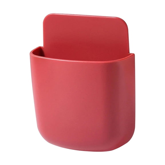 Remote Control Holder, Wall Mount Storage Box with Self-Adhesive Tape, No Drill Hanging Organizer for Phone Pens Sundries, Small Wall-Mounted Rack, 3.54x4.53in