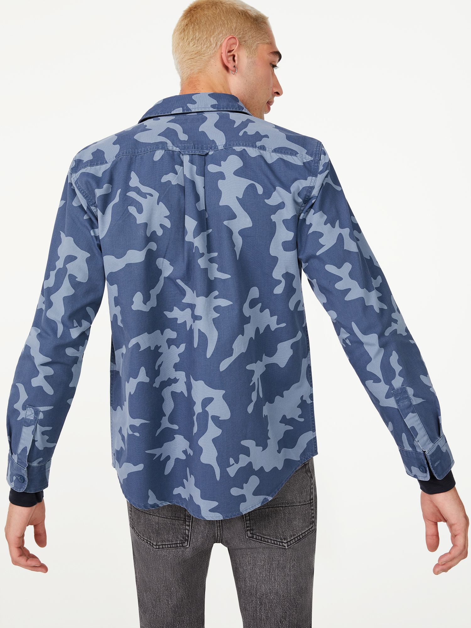 Free Assembly Men's Cotton Canvas Shirt Jacket - image 3 of 5