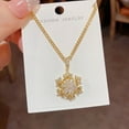 thumbnail image 5 of Crystal Snowflake Pendant Necklace for Women Rotatable Winter Flower Christmas Choker Necklace Cubic Zirconia Link Chain Christmas Jewelry, 5 of 11