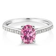 thumbnail image 2 of Gem Stone King 10K White Gold Pink Moissanite and White Diamond Solitaire Engagement Ring for Women | 1.51 Cttw | Oval 8X6MM | Gemstone Birthstone | Size 8, 2 of 5