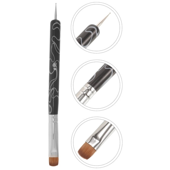 ibasenice Dual End Nail Polish Brush with Nail Dotting Pen for Salon and Home Use