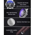 thumbnail image 2 of Tignapoo YAZOLE 271 Men's Quartz Watch with Blue Light Glass, Elegant Black Dial, Three Decorative Sub-dials, Waterproof Business Watch with Silver Case and Brown Strap, 2 of 6