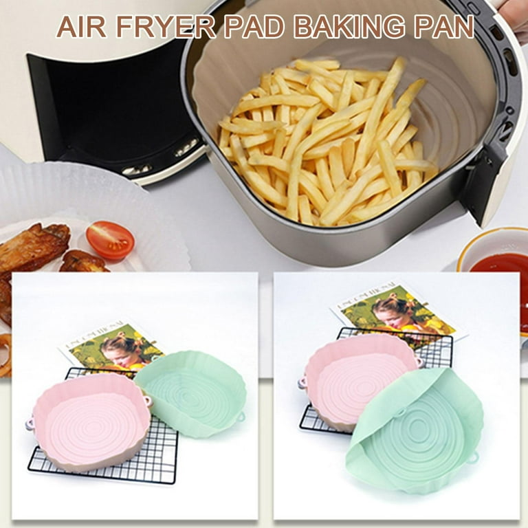 2PCS Air Fryer Silicone Baking Tray, 7 inch Air Fryer Silicone Pot, Air  Fryer Silicone Liners, Reusable Non-Stick Air Fryer Silicone Basket, Food