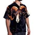 thumbnail image 2 of Aries Constellation Men's Short Sleeve Casual Printed Button Down Beach Shirts, 2 of 6