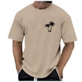 thumbnail image 3 of NinXxx Men's Summer Slub Casual Fashion Short Sleeve Breathable Tee Beige M, 3 of 6