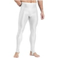 thumbnail image 3 of Sxiwei Men's Shiny Compression Pants Oil Glossy Stretchy Workout Sports Base Layer Trousers White A L, 3 of 6