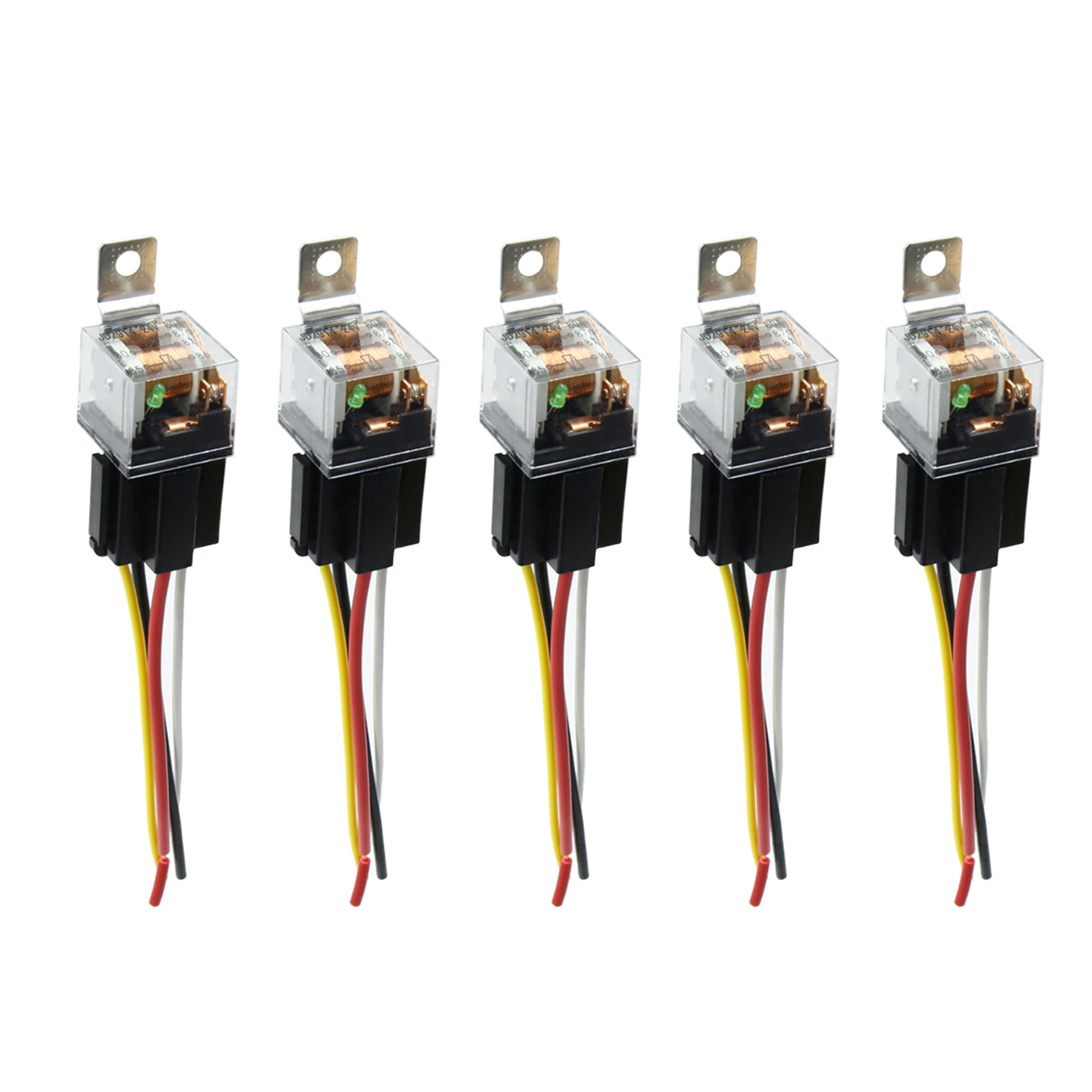 Universal 5pcs 12/24V 5-Pin 80A Car SUV Wire Relay Socket Harness Connector Kit 