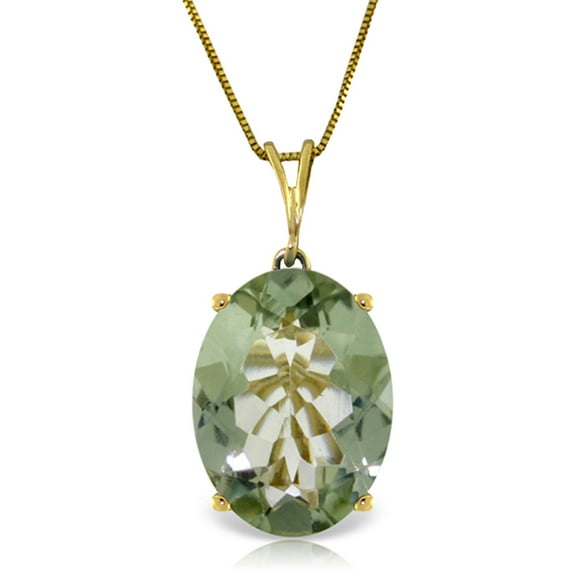 Galaxy Gold 14K Solid Gold Natural Green Amethyst Oval Cut Necklace for Women - Yellow Gold Fine Jewelry