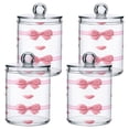 thumbnail image 2 of Pink Bows Stripes Hearts Valentine Translucent Plastic Cans Storage Canisters with Lid Set of 2, 2 of 7