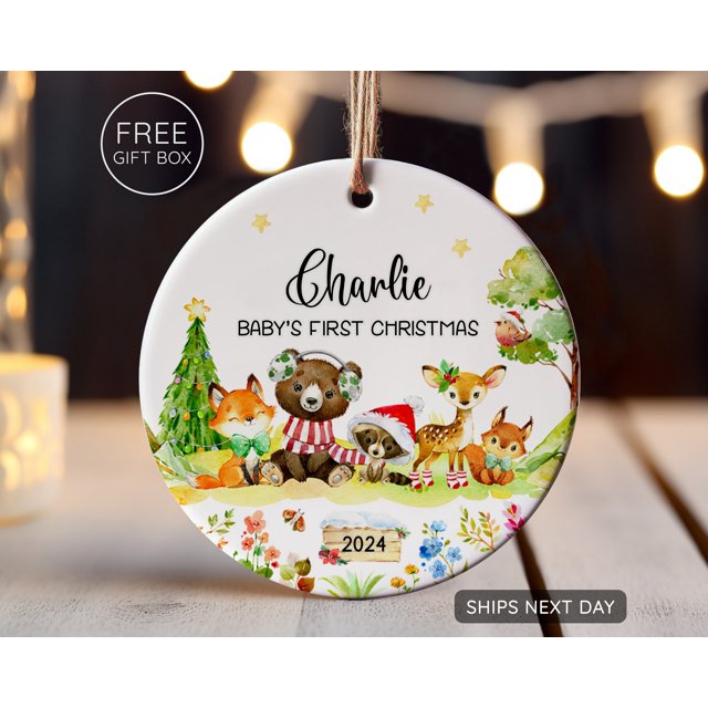 Baby's First Christmas Ornament 2024, Custom Baby Name Keepsake, Personalized Baby Girl/Bo - As Picture - 10-Pack