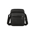 thumbnail image 2 of Bolso mensajero de cuero vegano para hombre - Bolso pequeño bandolera para uso empresarial y casual, correa ajustable, bolsillo con cremallera, cuero PU marrón, 2 of 6