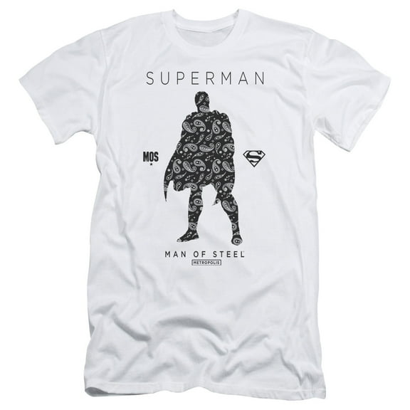 Superman Paisley Sihouette Adult 30/1 T-Shirt White
