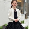 thumbnail image 2 of Afdoent Girls Cardigan Sweater Casual Open Front Knitted Sweater Basic Pullover Fall Clothes for Kids 6-8 Years, 2 of 8