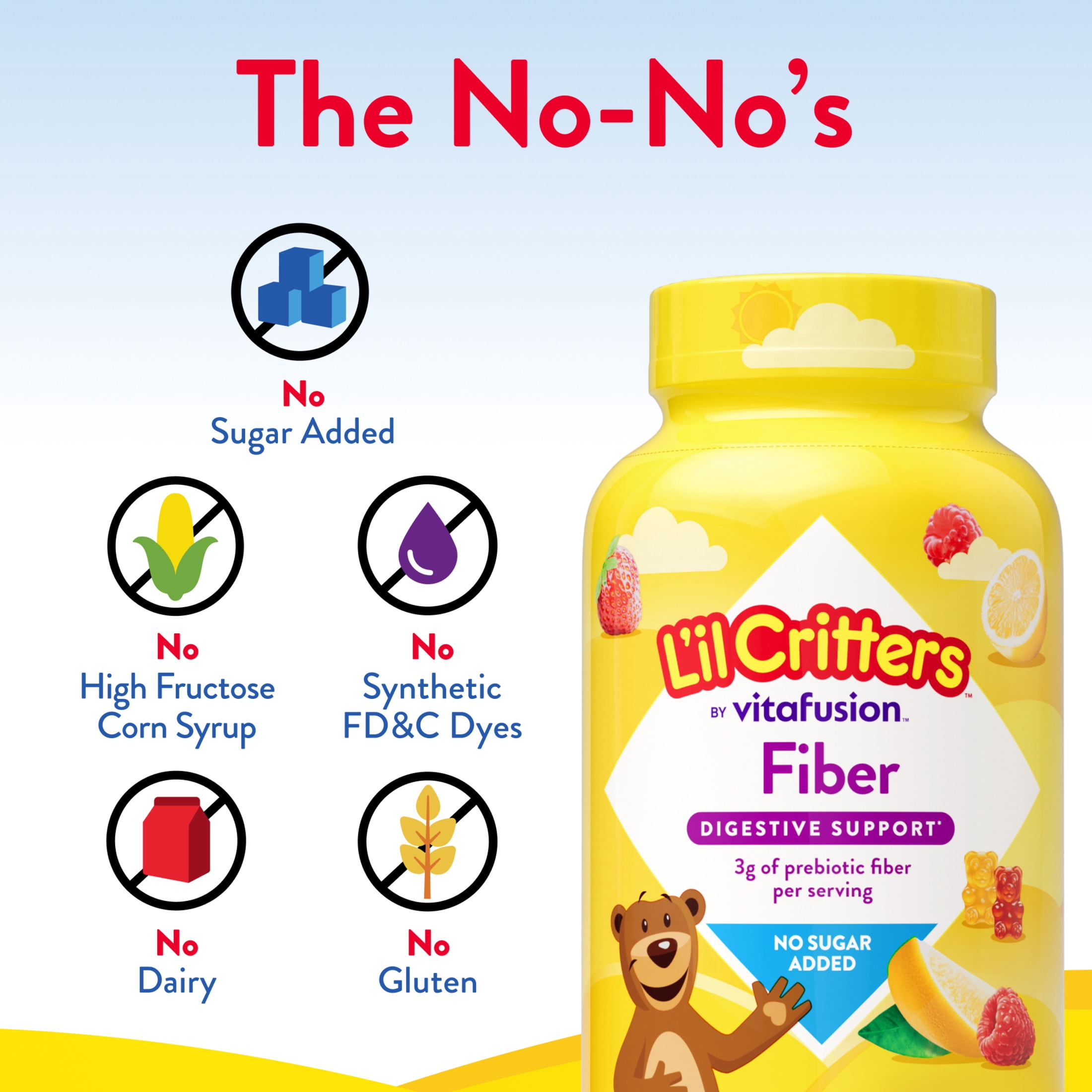 L’il Critters Digestive Support Childrens Fiber Supplement Gummies, Mixed Fruit Flavor, 90 Count