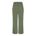 thumbnail image 5 of Linen Pants for Women Wide Leg High Waisted Palazzo 2024 Summer Beach Boho Smocked Trousers Lounge with Pockets, Green S, 5 of 7