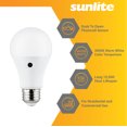thumbnail image 4 of Sunlite LED Dusk to Dawn A19 Light Bulb, 9 Watts (60W Equivalent), 800 Lumens, Medium E26 Base, Non Dimmable, UL Listed, 3000K Warm White 3 Pack, 4 of 7