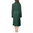 thumbnail image 4 of Women's Long Lapel Plush Bathrobe - Solid Color Thick Winter Homewear, Olive Green, L, 4 of 5