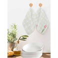 thumbnail image 2 of Pink Spring Floral Kitchen Dish Towels for Drying Dishes Set of 2, Tulip Yellow Plaid Summer Botanical Waffle Weave Microfiber Hand Tea Bathroom Towels Quick Dry & Absorbent Towel 12x12, 2 of 7