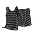 thumbnail image 3 of DDAPJ pyju Womens Striped Pajama Sets Sleeveless Tank Top and Shorts Sleepwear Soft Modal Nightwear Summer Pajamas Dark Gray M, 3 of 6