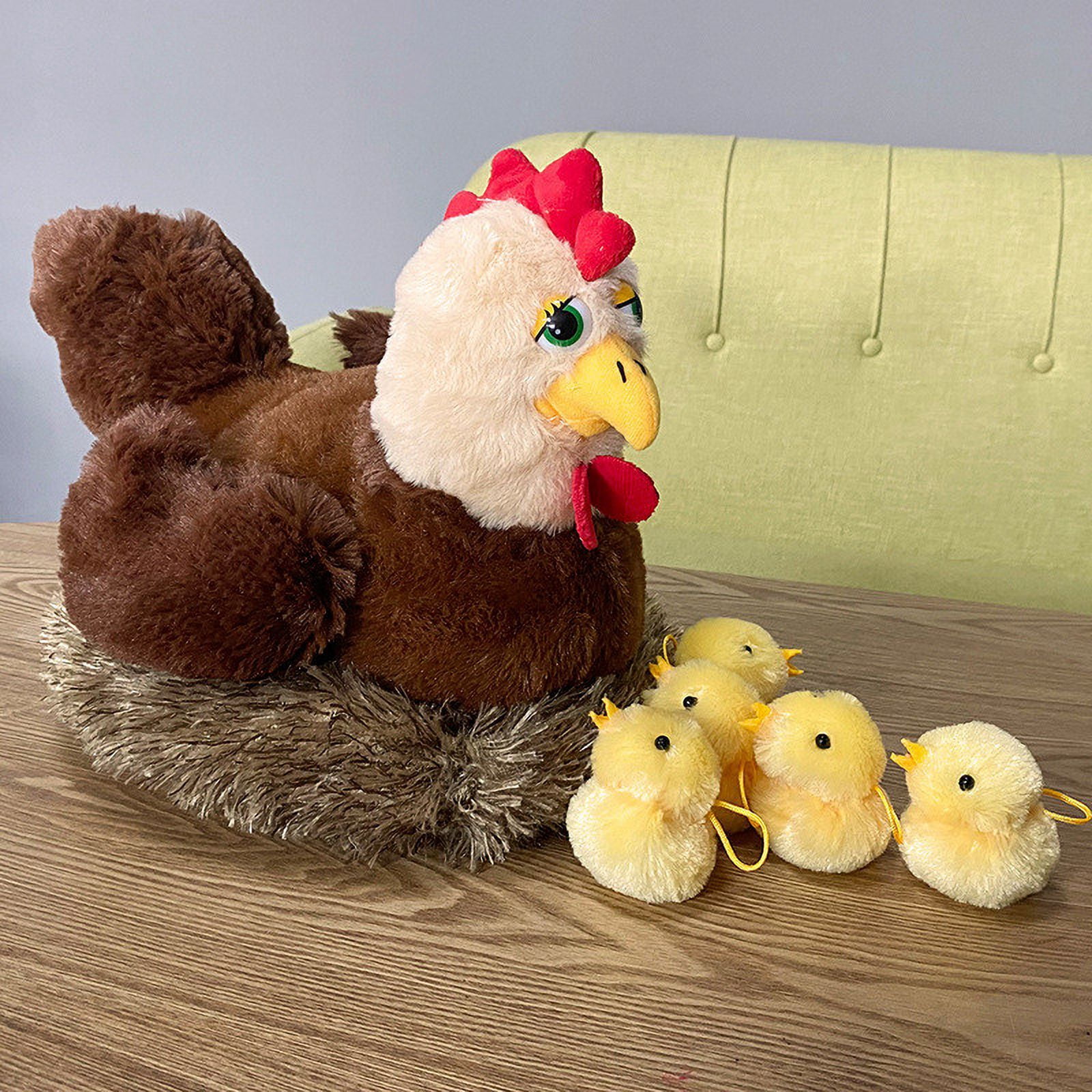 RRJ Easter Spring Chicken Stuffed Animals, Mommy Farm Hen Plushie With 10 Little One Chicks And Henhouse, Fluffy Soft PlushToysForKids, Easter Basket Stuffers, Birthday Gifts For BoysGirls, Farm