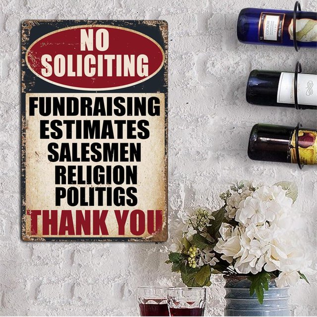 Panneau "No Soliciting" pour Collecte de Fonds pour Maison Accrocheuse 12 Pouces x 16 Pouces Aluminium "No Soliciting" Panneau - Anti-Soleil, Sans Rouille