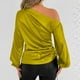 thumbnail image 5 of Blazer para mujer,Blusa de mujer, cuello redondo, manga larga, camisa informal de poliéster, túnica de color liso, versátil para uso diario, sopatenor, 5 of 9