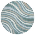 thumbnail image 2 of Addison Rugs Chantille Indoor/Outdoor Transitional Stripes Teal Machine Washable Round Rug, 8' x 8', 2 of 8