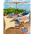 thumbnail image 5 of Hokiten Outdoor Tablecloths with Umbrella Hole & Zipper, Orange Blue Rectangle Tablecloth 52x70 Inch, Boho Petals Flower Geometric Abstract Waterproof Table Cloth, Patio/Pool/Picnic Table Covers, 5 of 7