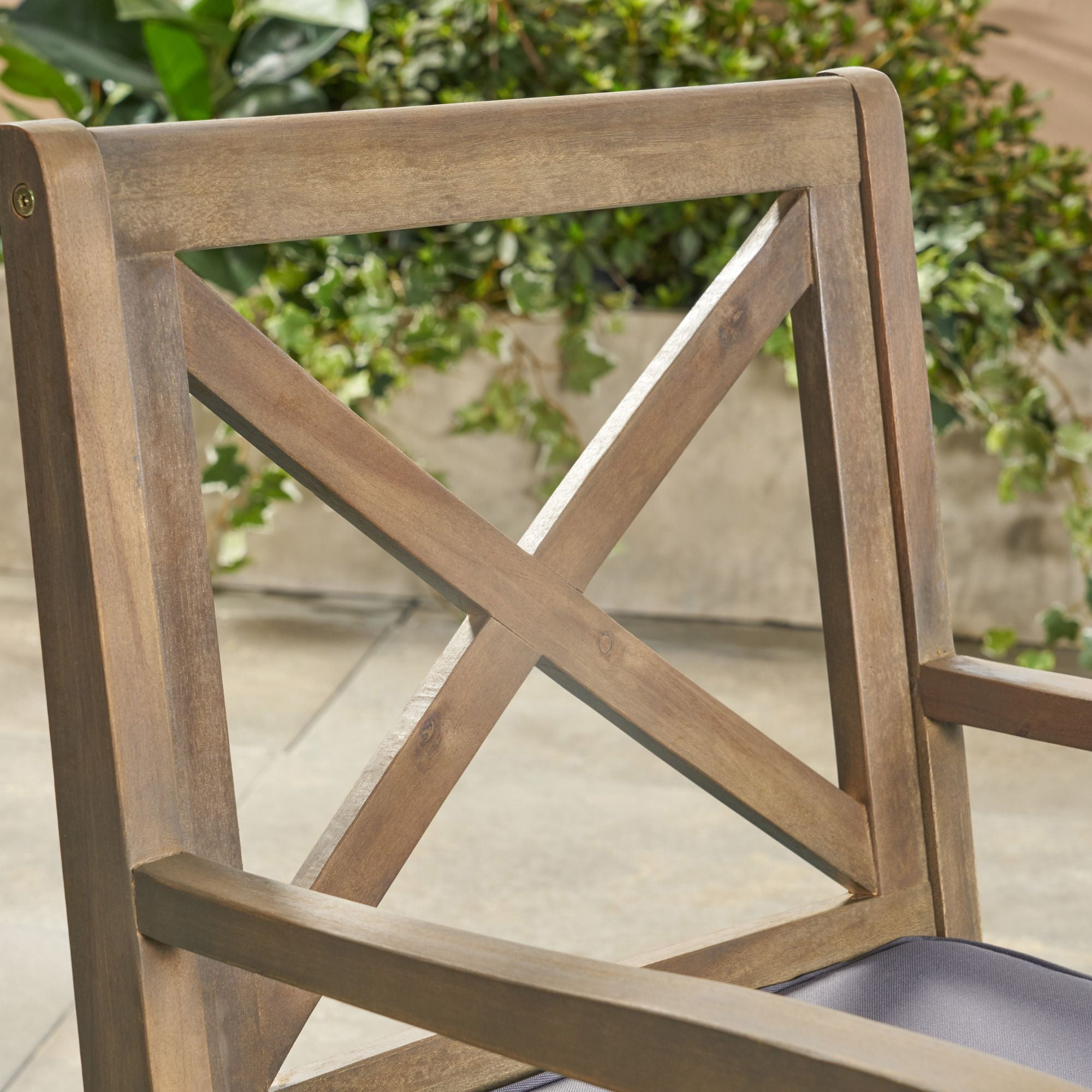 5-Piece Teak Brown Contemporary Outdoor Furniture Patio Dining Set - Gary Cushions