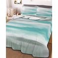 thumbnail image 3 of Quilts King Size Bedding Set, Turquoise Gray White Lightweight Quilted Comforter, Country Abstract Ombre Mottled Soft Reversible Bedspread Coverlet with Pillow Covers for All Season, 96" x 106", 3 of 7