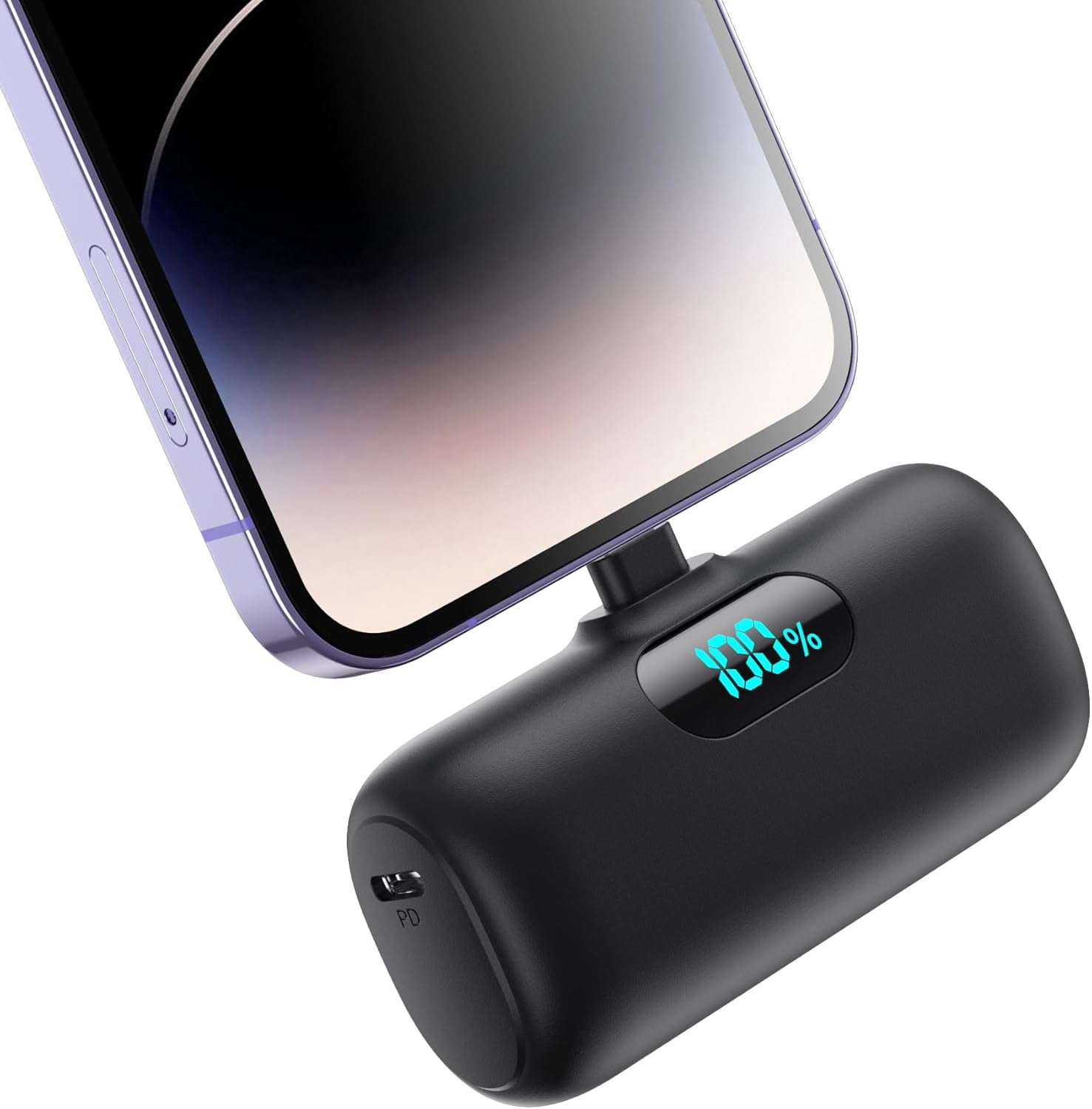 RGHJAR-Mini Portable Charger for iPhone 14/13 Series,Upgraded 5000mAh PD Fast Charging Battery Pack,LCD Display Cute Power Bank Portable Phone Charger for iPhone 14/14 Pro Max/13/12 Pro/11/XS/XR/X/8/