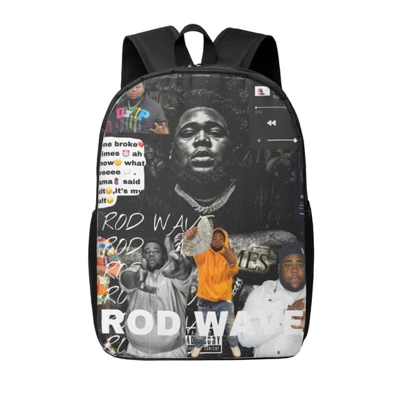 Rod Wave Backpack 17 Inches Casual Sports Bag Waterproof Travel Laptop Backpack Large Capacity School Bag