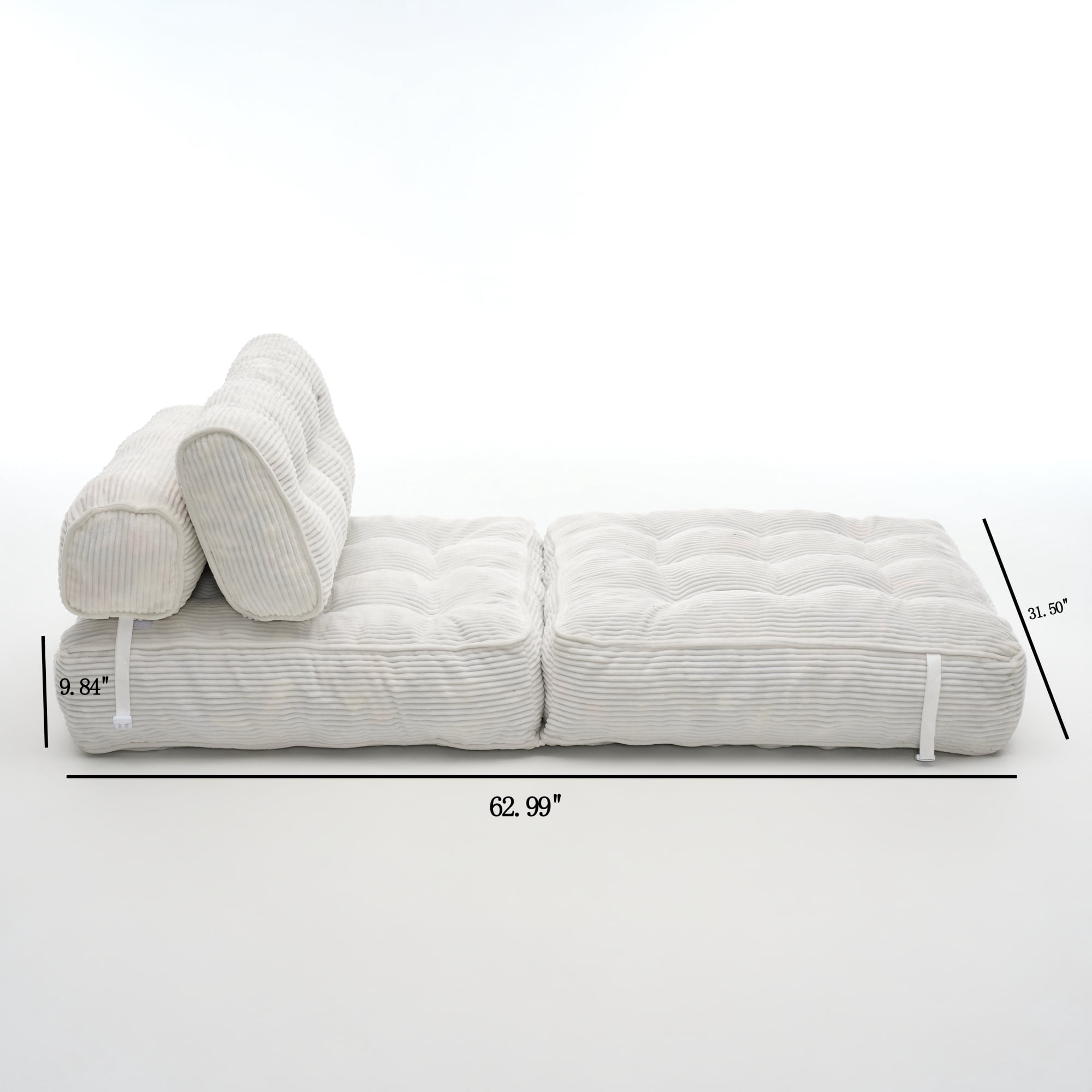Leumius Folding Sofa Bed, Convertible Sleeper Chair with Pillow Foldable Mattress with Back Support, Portable Fold Out Chair Bed Comfy Floor Sofa Lounge for Living Room Bedroom Beige
