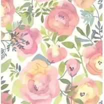Nuwallpaper Peachy Keen Pink Vinyl Peel & Stick Wallpaper, 216-in by 20.8-in, 31.2 sq. ft.